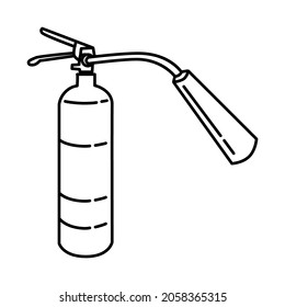 Fire Extinguisher Part of Firefighter Accessories and Equipment Device Hand Drawn Icon Set Vector.