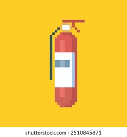 
fire extinguisher pixel art, vector illustration on isolated background.