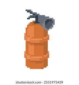 Arte del pixel del extintor, Ilustración vectorial en fondo aislado.