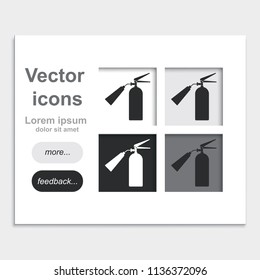 Fire extinguisher placed on web page template flat vector icon.