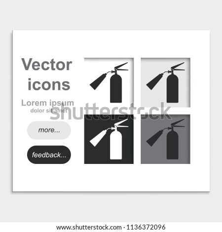 Fire extinguisher placed on web page template flat vector icon.