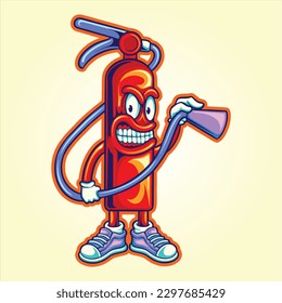Fire extinguisher proctection cute cartoon logo illustration vector for your work logo, merchandise t-shirt, stickers and label designs, poster, greeting cards advertising business company or brands