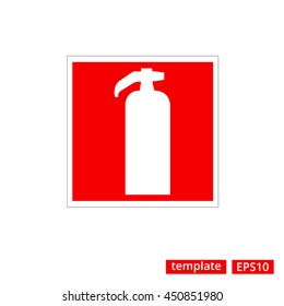 Fire extinguisher Red European Sign Silhouette Vector EPS10.