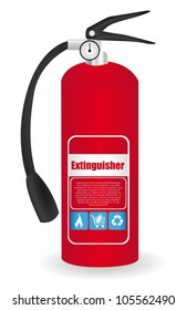 fire extinguisher red, isolated on white background. vector illustration