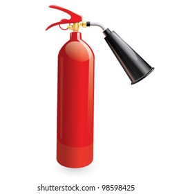 Fire extinguisher red metal icon. Glossy vector illustration