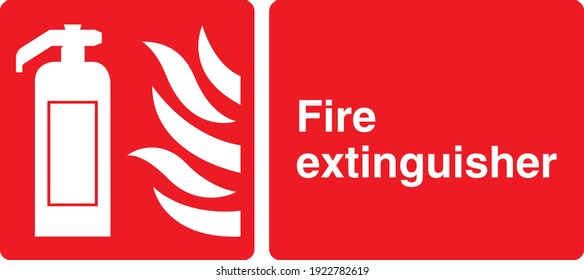 Fire extinguisher red and white sign board with symbol