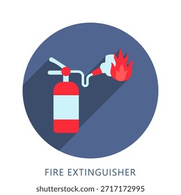 Fire Extinguisher Rounded Flat Color Icon Mini Illustration, Use For Modern Concept, Print, Ui, Ux Kit, Web And App Development. Vector Related To Firefighter, Rescue And More