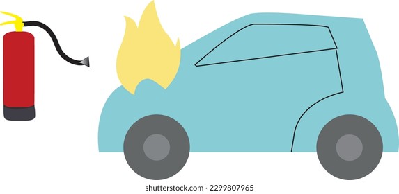 fire extinguisher sease fire on a car 
