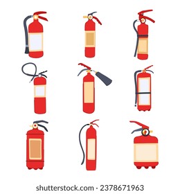 caricatura del extinguidor de incendios. peligro de llama, extinción de seguridad, señal de extinguidor de incendios rojo seguro. ilustración vectorial de símbolo aislado