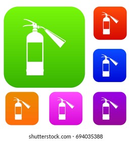 Fire extinguisher set icon in different colors isolated vector illustration. Premium collection