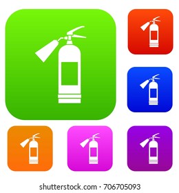 Fire extinguisher set icon in different colors isolated vector illustration. Premium collection