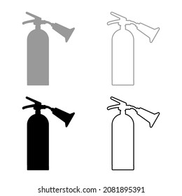 Fire extinguisher set icon grey black color vector illustration image simple flat style solid fill outline contour line thin