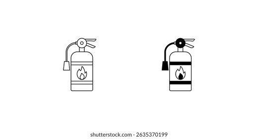 ícone do conjunto do extintor de incêndio com fundo branco ilustração de estoque do vetor