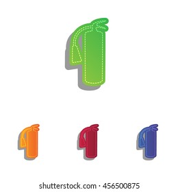 Fire extinguisher sign. Colorfull applique icons set.