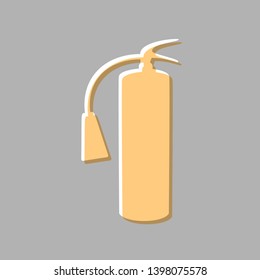 Fire extinguisher sign. Emboss effect with light orange icon on gray background.