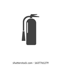 Fire extinguisher sign. Emergency carbon dioxide or water spray tank. Flat minimalist design. white background Gray black vector. product brand service label banner board display. App icon.