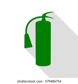 Fire extinguisher sign. Green icon with flat style shadow path.