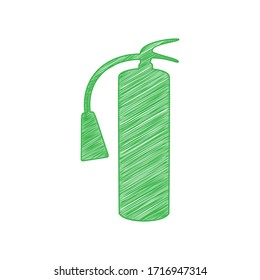Fire extinguisher sign. Green scribble Icon with solid contour on white background. Illustration.