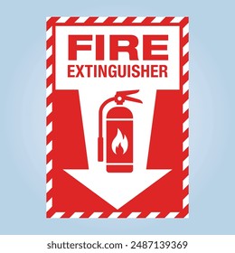 FIRE EXTINGUISHER sign with icon and arrow. Editable EPS 10 vector graphic isolated on white background.