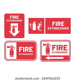 Coleção de ícones de sinais de extintor de incêndio - Símbolos vermelhos de segurança de emergência
