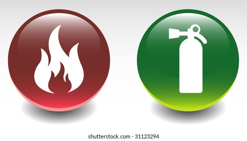 Fire & Fire Extinguisher Sign Icons