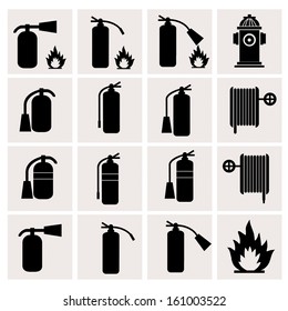 Fire Extinguisher sign icons on white background