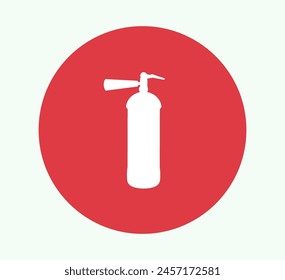 Fire extinguisher sign incorporated in a red circle. Vector illustration isolated on white.