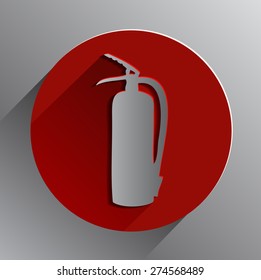 Fire Extinguisher Sign on a Red and Grey Background, Vector Illustration.