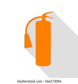 Fire extinguisher sign. Orange icon with flat style shadow path.
