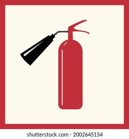 fire extinguisher sign red and red frame vector