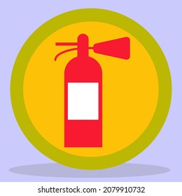 Fire extinguisher. The sign of a red fire extinguisher in a green circle. The image is made in a flat style. Vector illustration. A series of business icons.