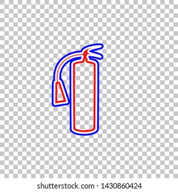 Fire extinguisher sign. Red, white and contour icon at transparent background. Illustration.