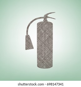 Fire extinguisher sign. Vector. Brown flax icon on green background with light spot at the center.