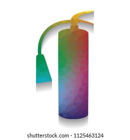 Fire extinguisher sign. Vector. Colorful icon with bright texture of mosaic with soft shadow on white background. Isolated.