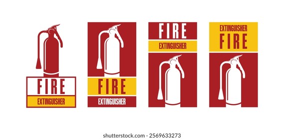 Fire extinguisher sign vector design, set of fire extinguisher symbols