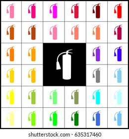 Fire extinguisher sign. Vector. Felt-pen 33 colorful icons at white and black backgrounds. Colorfull.