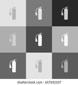 Fire extinguisher sign. Vector. Grayscale version of Popart-style icon.