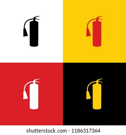 Fire extinguisher sign. Vector. Icons of german flag on corresponding colors as background.
