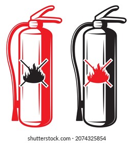 Ilustración del vector de signos de extinción de incendios. Icono Extinguisher De Fuego Aislado En Un Fondo Blanco
