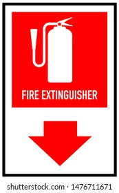 Fire extinguisher sign vector on red and white background,safety first symbol business concept