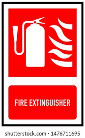 Fire extinguisher sign vector on red and white background,safety first symbol business concept