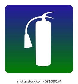 Fire extinguisher sign. Vector. White icon at green-blue gradient square with rounded corners on white background. Isolated.