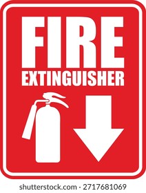 The fire extinguisher signage indicates the location of fire extinguishing equipment. Designed for clear visibility, it is suitable for printable signage in workplaces, public buildings, and emergency areas.