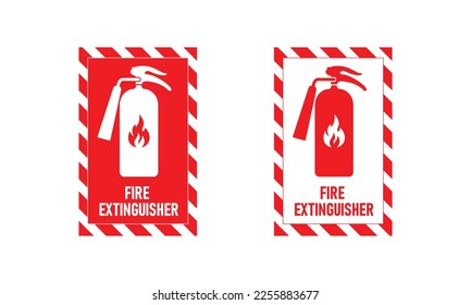 Señales de extinción de incendios, Instrumentos de extinción de incendios para la lucha contra la llama, vector coloreado