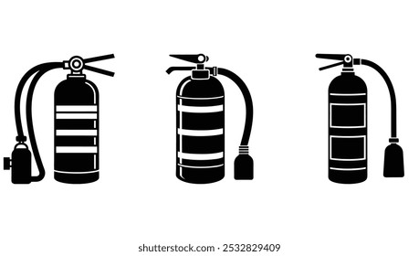 Ícones da silhueta do extintor de incêndio - Proteção contra incêndio e equipamento de emergência