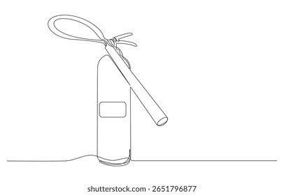 Extintor de incêndio desenho de linha única, Desenho de linha única de um Extintor de incêndio, Extintor de incêndio em um estilo de arte de linha contínua