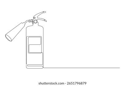Extintor de incêndio desenho de linha única, Desenho de linha única de um Extintor de incêndio, Extintor de incêndio em um estilo de arte de linha contínua