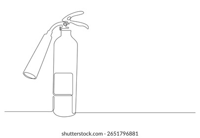 Extintor de incêndio desenho de linha única, Desenho de linha única de um Extintor de incêndio, Extintor de incêndio em um estilo de arte de linha contínua