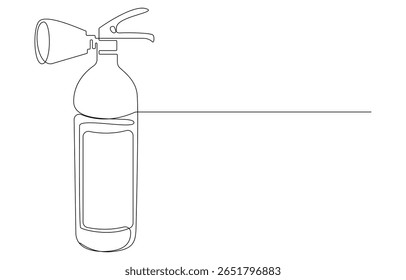 Extintor de incêndio desenho de linha única, Desenho de linha única de um Extintor de incêndio, Extintor de incêndio em um estilo de arte de linha contínua