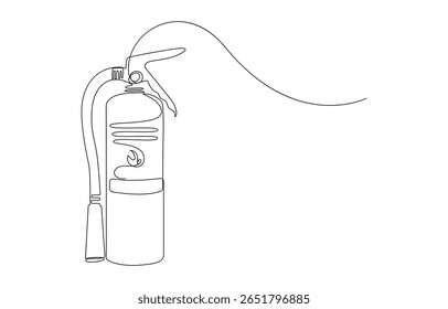Extintor de incêndio desenho de linha única, Desenho de linha única de um Extintor de incêndio, Extintor de incêndio em um estilo de arte de linha contínua